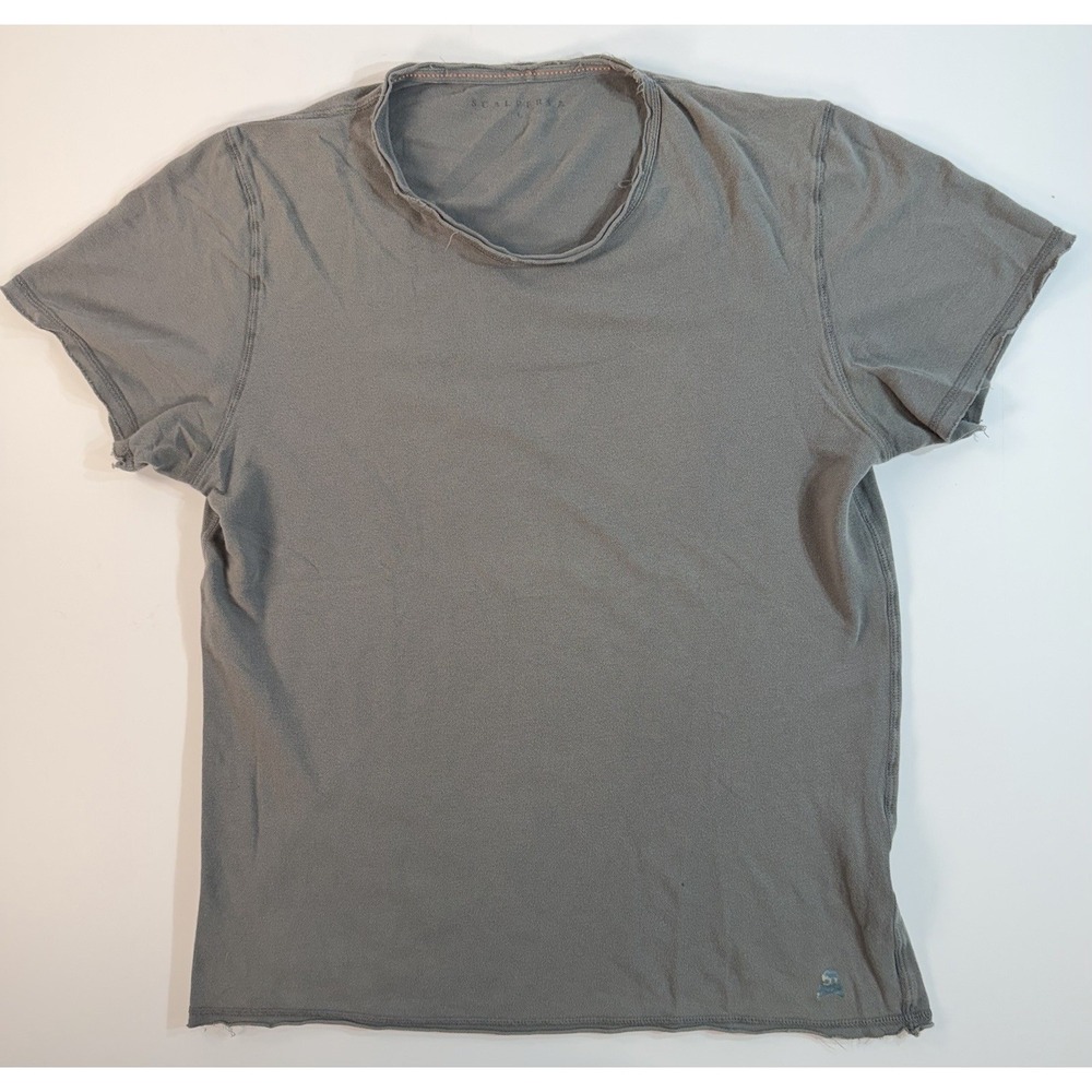 Scalpers T Shirt Mens Large Gray Distressed Raw Hem Short Sleeve Tee
